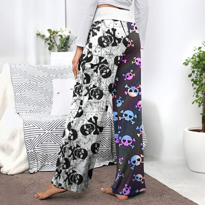 Retro Grunge & Pastel Skull Women's High-waisted Wide Leg Pants
