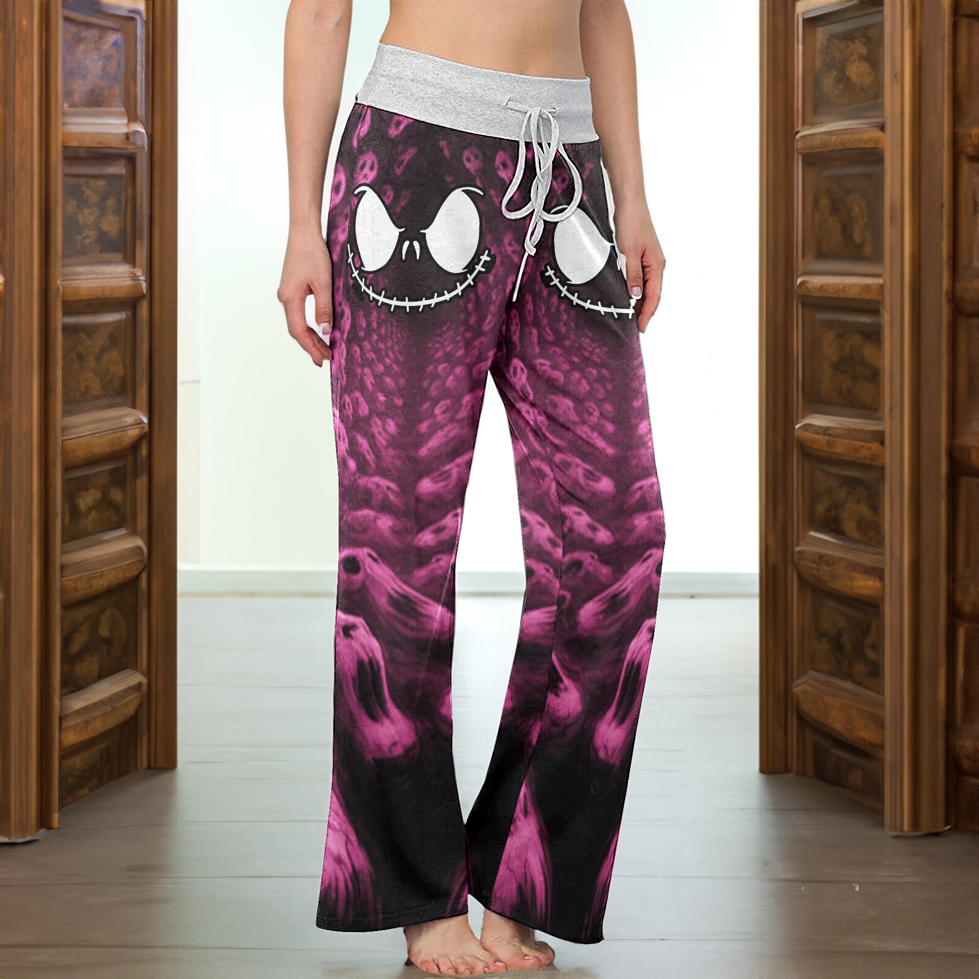 Infinite Pastel Skull Art Women's High-waisted Wide Leg Pants