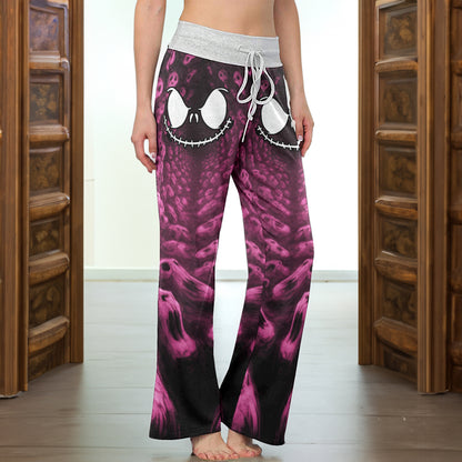 Infinite Pastel Skull Art Women's High-waisted Wide Leg Pants