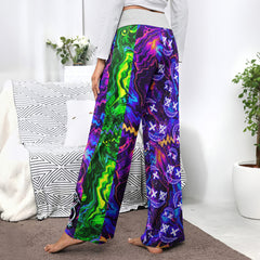 Emo Abstract Psychedelic Women's High-waisted Wide Leg Pants | Wonder Skull