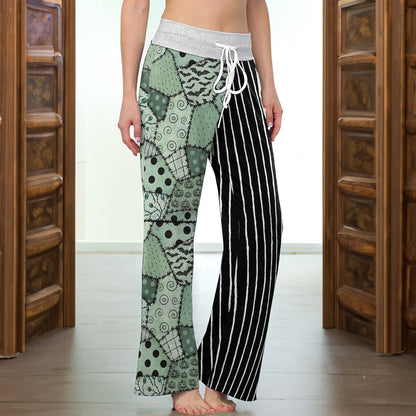 Mint Macabre Patchwork Women's High-waisted Wide Leg Pants