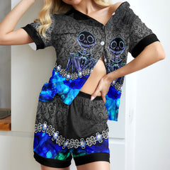 Abstract Gothic Art Women's Pajama Sets Top Sleeve & Short Bottom