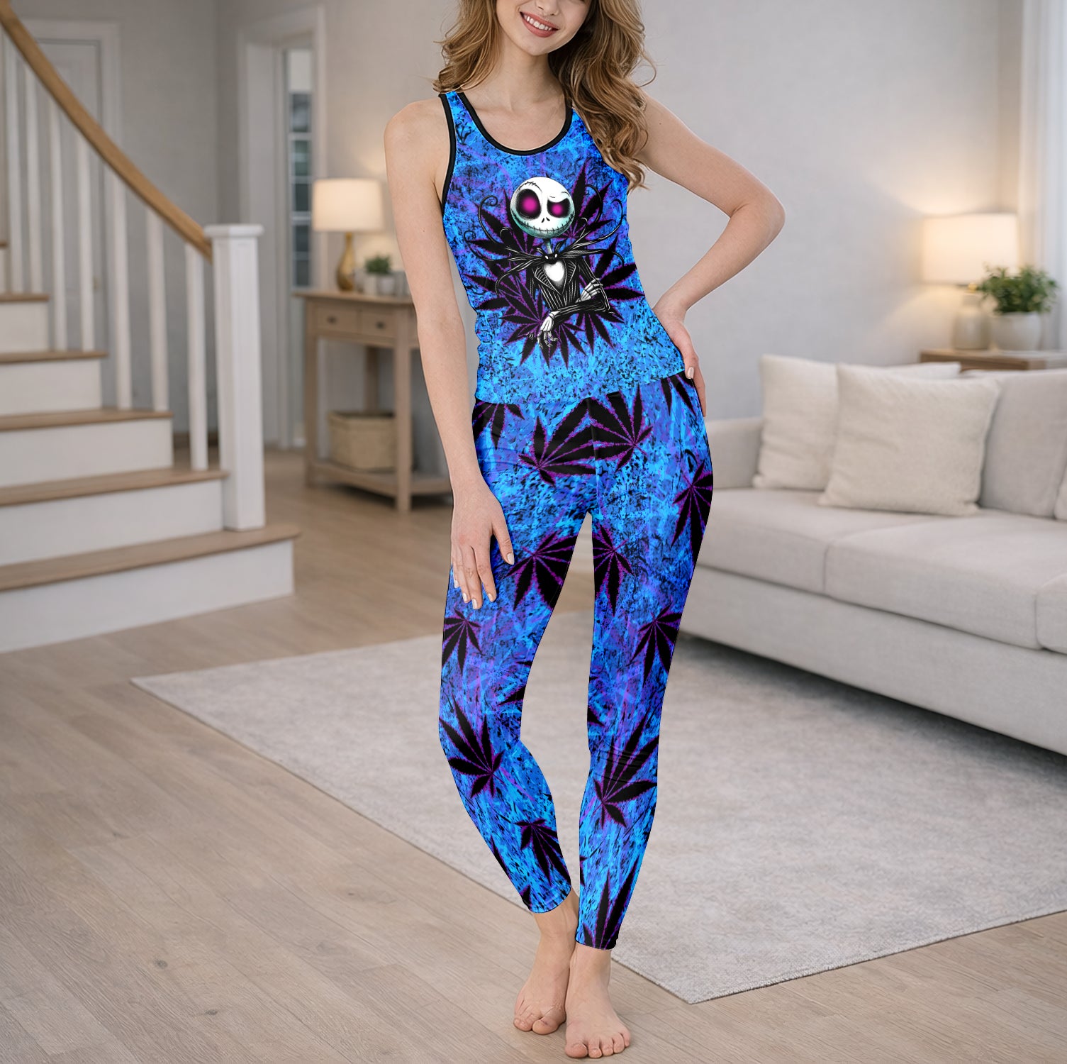 Electric Splatter Skeleton Art Tanktop and Leggings