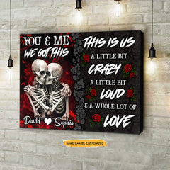 You Me US - Custom Personalized Names Gothic Skull And Roses Canvas