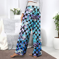 Rainbow Skull Rose Caro Women's High-waisted Wide Leg Pants | Wonder Skull