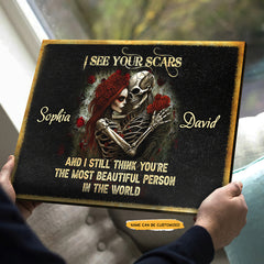 See Your Scars - Custom Personalized Names Gothic Skull And Roses Canvas