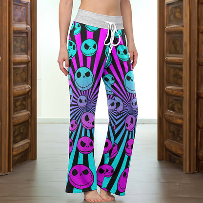 Neon Nightmare Skulls Women's High-waisted Wide Leg Pants
