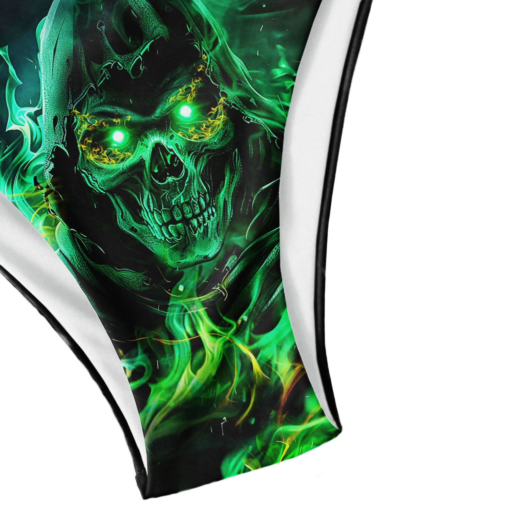 Green Fire Grim Reaper Micro Triangle Bikini Swimsuit - Wonder Skull
