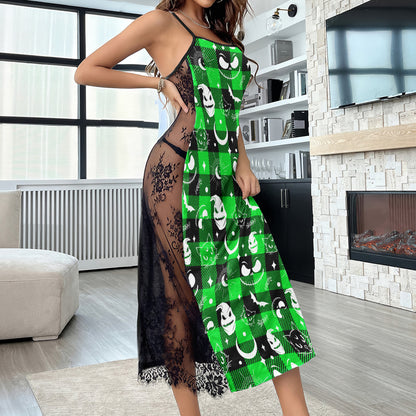 Green White Check Board Theme Women's Lace Cami Sleepwear | Gothic, Punkrock, Lingerie for Women