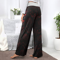 Rose Skull Silver Gothic Women's High-waisted Wide Leg Pants | Wonder Skull