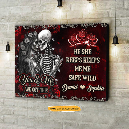 We Keep - Custom Personalized Names Gothic Skull And Roses Canvas