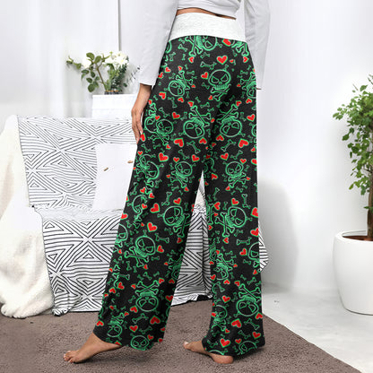 Gothic Glow Skull Rush Women's High-waisted Wide Leg Pants