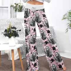 Dark Scary Art Theme Women's High-waisted Wide Leg Pants | Wonder Skull