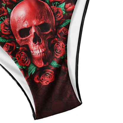 Red Skull Rose Micro Triangle Bikini Swimsuit - Wonder Skull