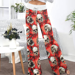 Skull Abstract Gothic Women's High-waisted Wide Leg Pants | Wonder Skull