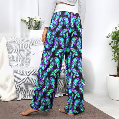 Neon Mystic Butterfly Skulls Women's High-waisted Wide Leg Pants