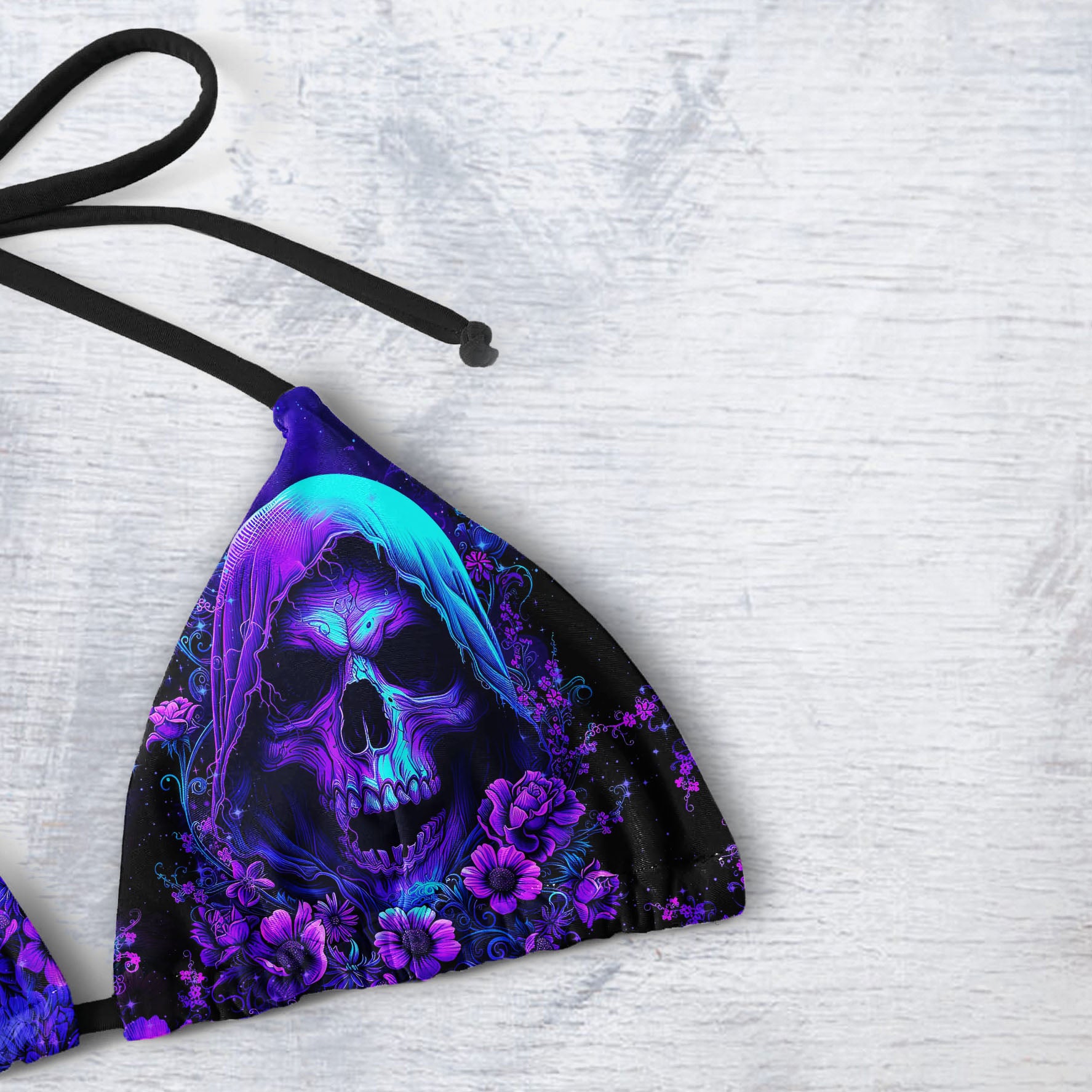 Purple Scary Skull Micro Triangle Bikini Swimsuit - Wonder Skull