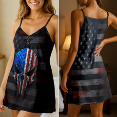 Dark Patriot Grunge Short Cami Dress