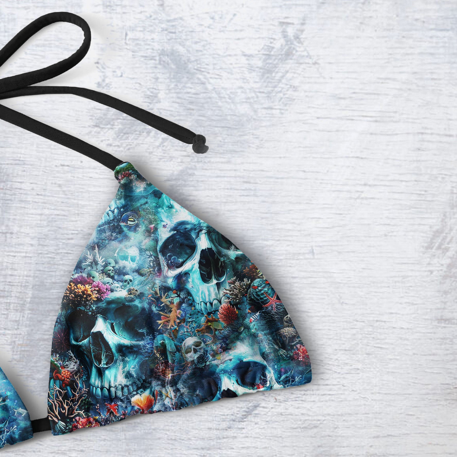 Ocean Skull Pattern Micro Triangle Bikini Swimsuit - Wonder Skull