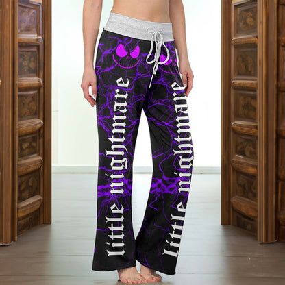 Purple Skull Smoke Gothic Women's High-waisted Wide Leg Pants