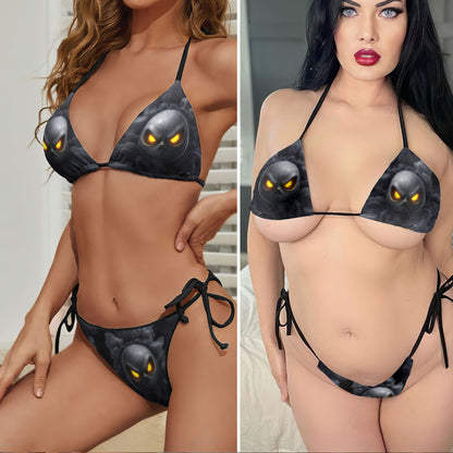 Infernal Smoke Skull Micro Triangle Bikini Swimsuit