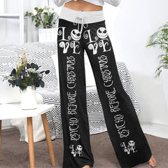 Love Nightmare Couple Women's High-waisted Wide Leg Pants | Wonder Skull