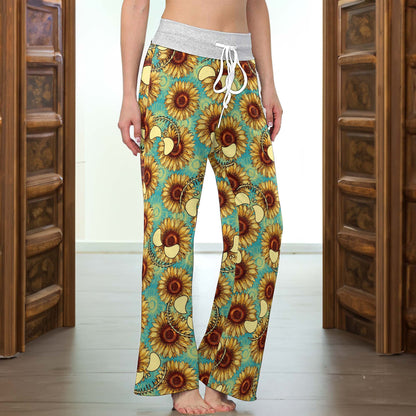 Dark Floral Smile Women's High-waisted Wide Leg Pants