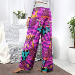 Pink Movie Theme Art Women's High-waisted Wide Leg Pants | Wonder Skull