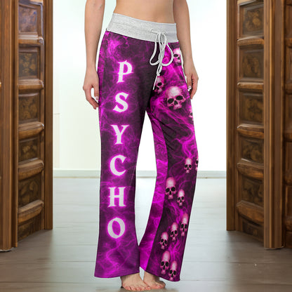 Amethyst Smoke Skull Art Women's High-waisted Wide Leg Pants
