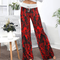 Red Skull Smoke Women's High-waisted Wide Leg Pants | Wonder Skull