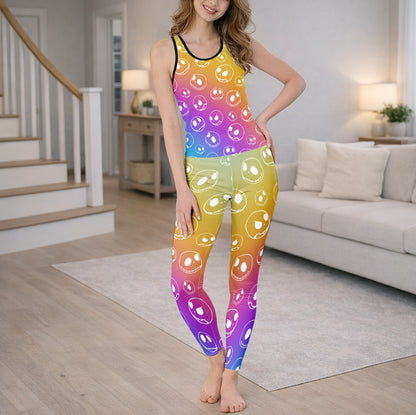 Gothic Gradient Vivid Skulls Tanktop and Legging