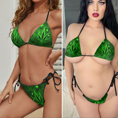 Neon Smoke Ghost Skull Micro Triangle Bikini Swimsuit