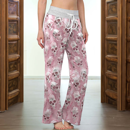 Neon Skull Mosaic Chrome Women's High-waisted Wide Leg Pants