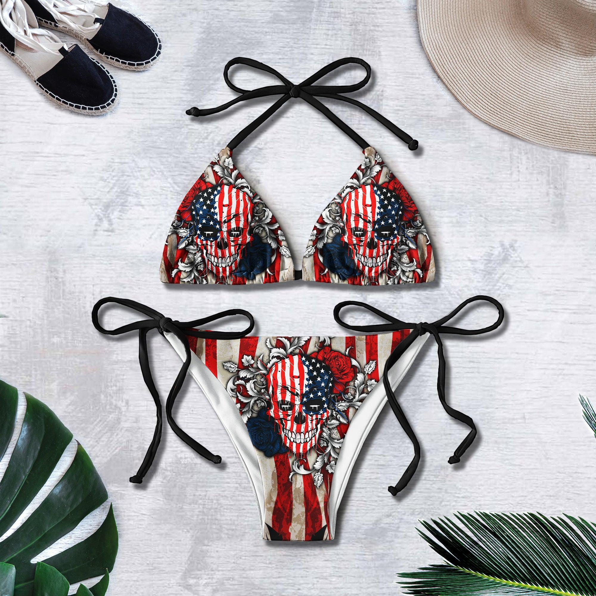 Skull Flag Punkrock Style Micro Triangle Bikini Swimsuit - Wonder Skull