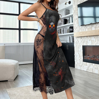 Shadow Skull Fire Art Women's Lace Cami Sleepwear