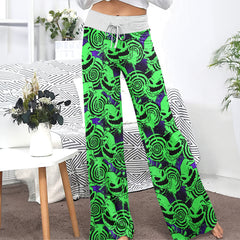 Green Nightmare Paint Women's High-waisted Wide Leg Pants | Wonder Skull