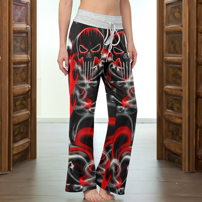 Abstract Swirl Skull Women's High-waisted Wide Leg Pants