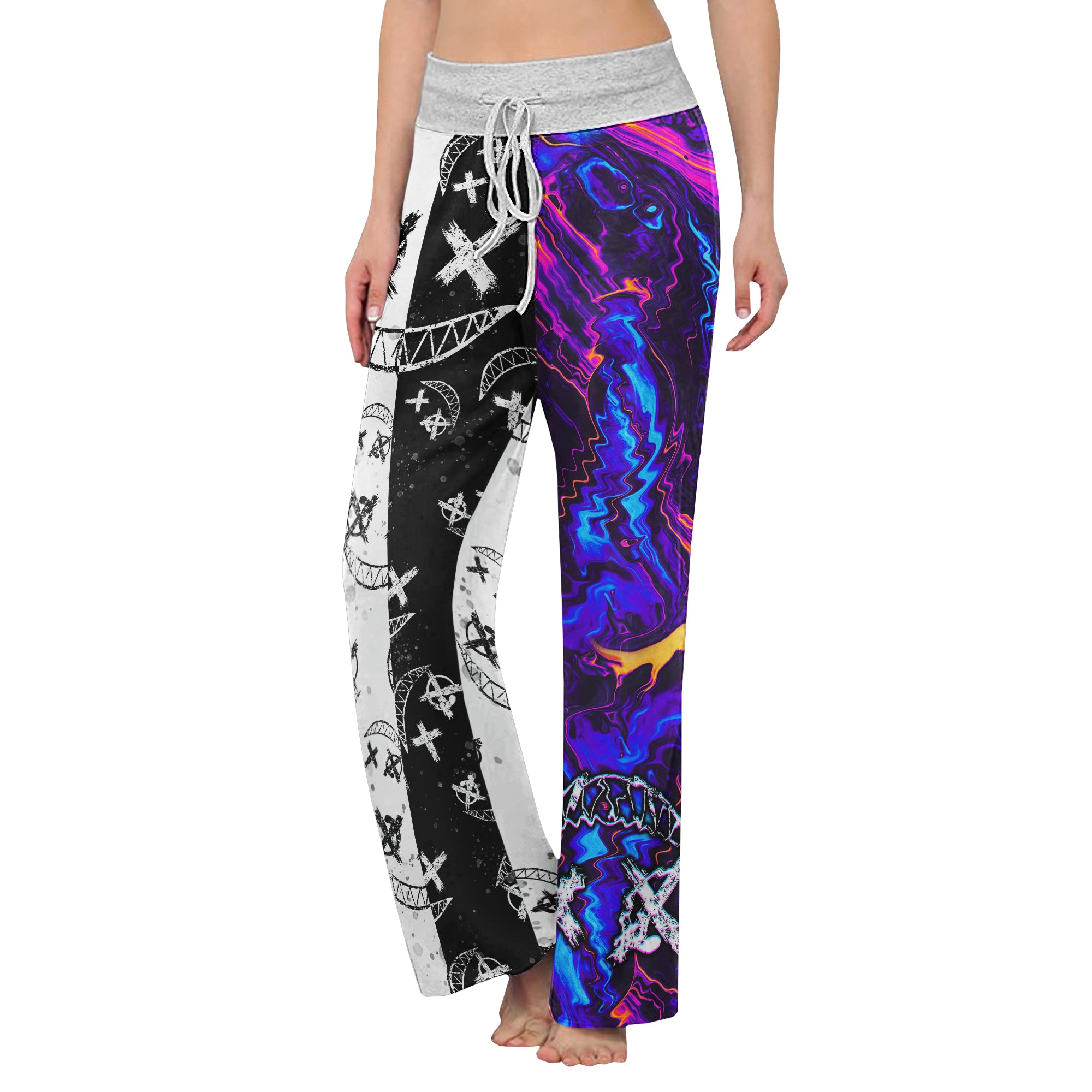 Psycho Art Abstract Women's High-waisted Wide Leg Pants | Wonder Skull