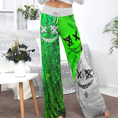 Psycho Green Grunge Women's High-waisted Wide Leg Pants | Wonder Skull