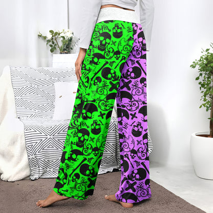 Radical Skull Graffiti Mix Women's High-waisted Wide Leg Pants