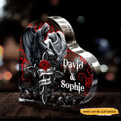 True Love Rose - Customized Skull Couple Crystal Heart Anniversary Gifts