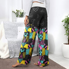 Nightmare Art Theme Women's High-waisted Wide Leg Pants | Wonder Skull