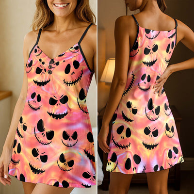 Holographic Night Smiley Short Cami Dress