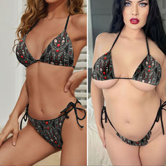 Gothic Love Spell Skull Micro Triangle Bikini Swimsuit