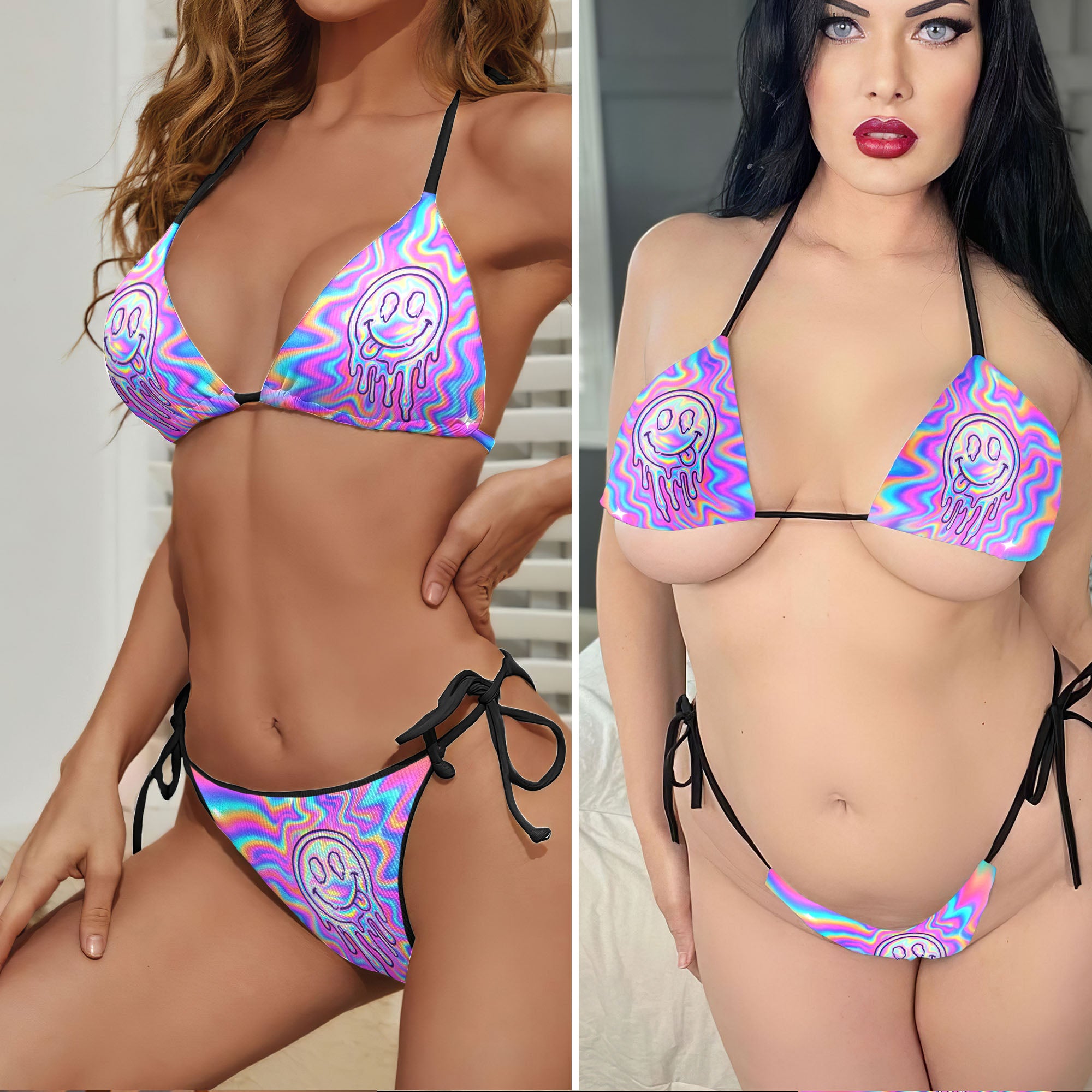 Neon Dream Liquid Smile Micro Triangle Bikini Swimsuit