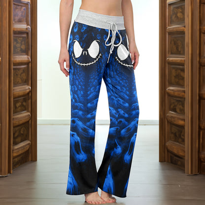 Infinite Blue Skull Art Women's High-waisted Wide Leg Pants
