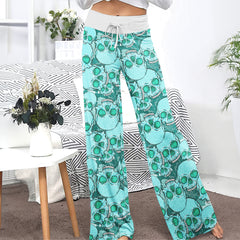 Cyan Baby Skull Women's High-waisted Wide Leg Pants | Wonder Skull