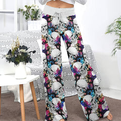 Skull Flower Galaxy Women's High-waisted Wide Leg Pants | Wonder Skull