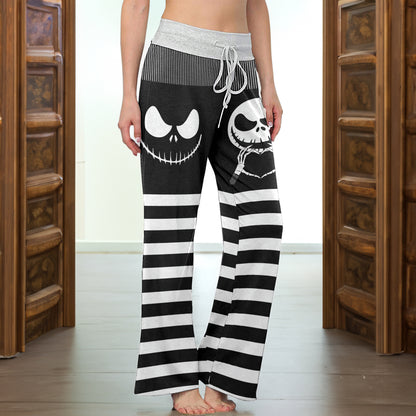 Gothic Grinline Art Women's High-waisted Wide Leg Pants