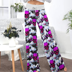 Purple Skull Cloud Women's High-waisted Wide Leg Pants | Wonder Skull